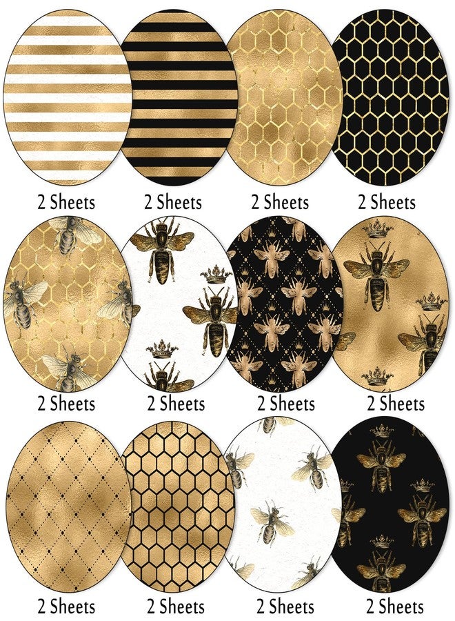 وولاين مجموعة ورق Whaline مكونة من 24 قطعة بنقشة النحل، مقاس 30×30 سم، ورق قصاصات ورق ملون بالألوان المائية ذو وجهين، ورق حرفي مطوي بشكل مسطح، مثالي لصنع خلفيات زخرفية، وبطاقات، وألبومات صور، ومذكرات، 12 تصميمًا - Image 3